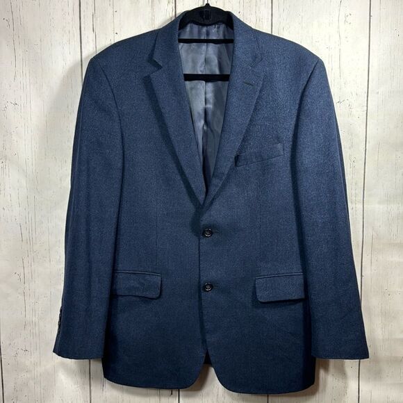 Jos A Bank Mens Linen Wool Blend Tailored Fit Navy Blue Casual Blazer Jacket - Picture 1 of 16